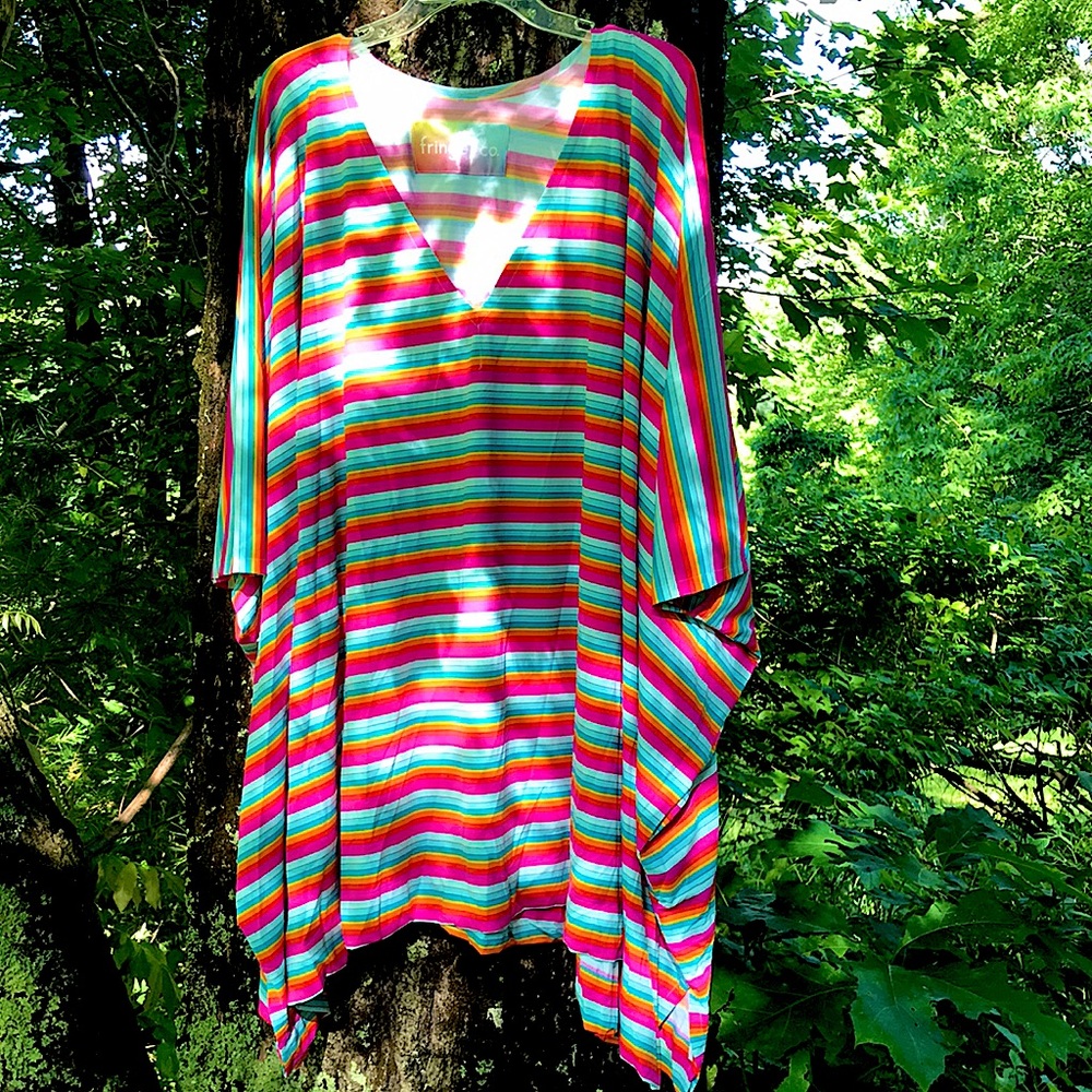 Rainbow Striped Caftan Dress